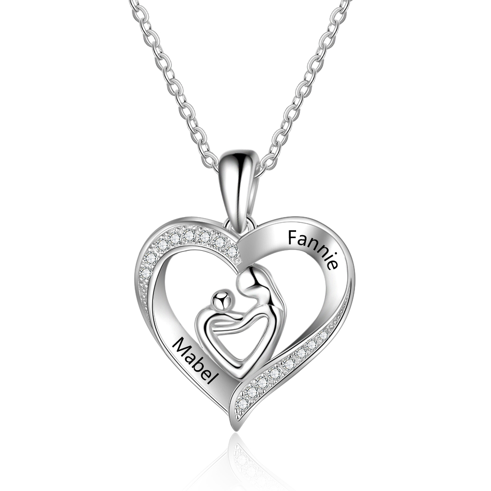 Personalised, Engraved 925 Sterling Silver Heart Necklace, Any Engraving |  Charming Engraving