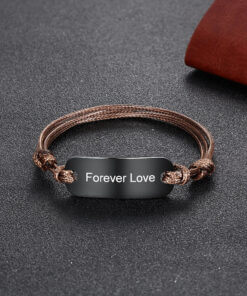 Personalized stainless steel engraved bar bracelet