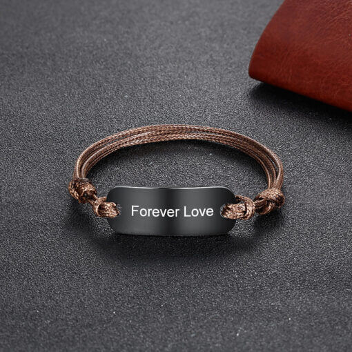 Personalized stainless steel engraved bar bracelet