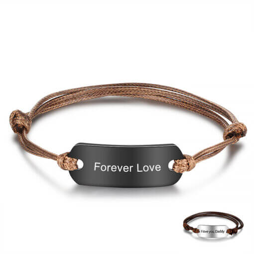 Personalized stainless steel engraved bar bracelet