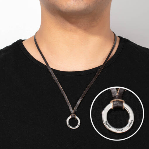 Personalized leather necklace for men