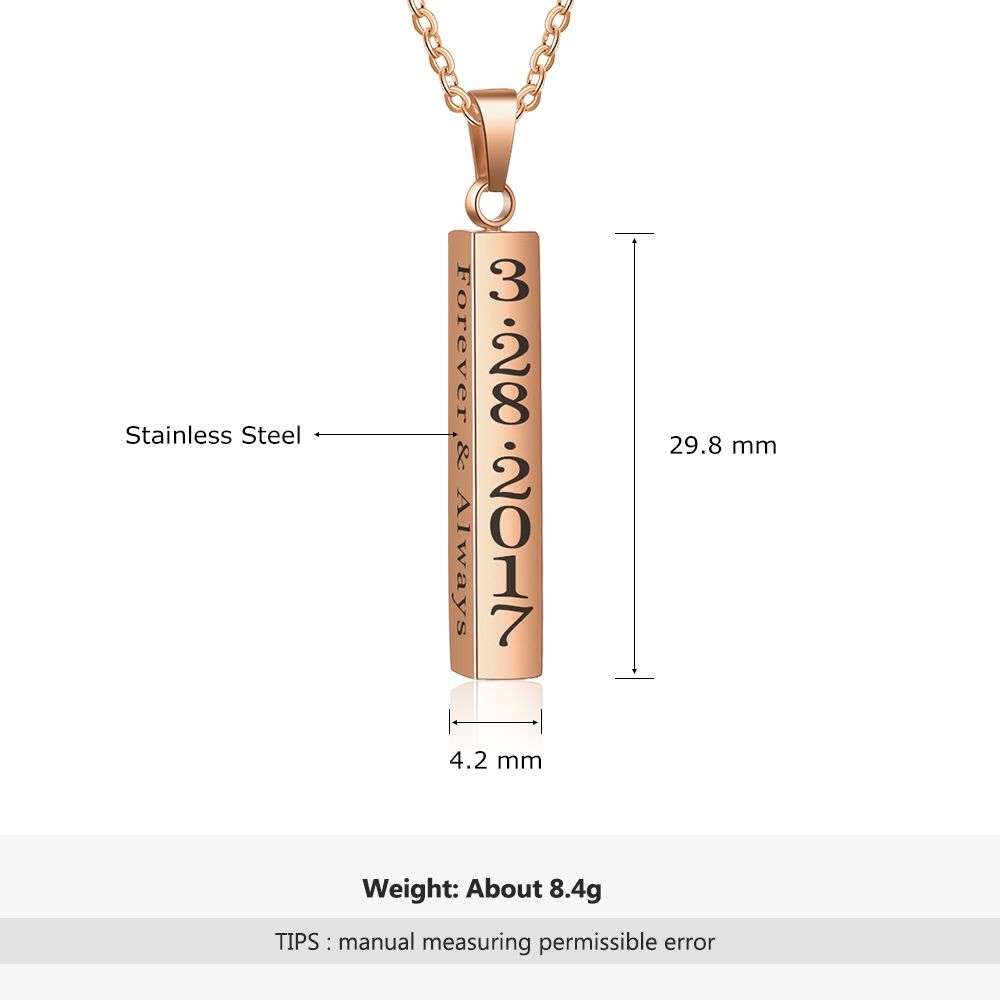 Custom Name Bar Pendant Necklaces Shiny Stainless Steel Personalized 4  Sides Engraving Vertical Tags For Women Men Gift From Cartersliver, $9.15 |  DHgate.Com