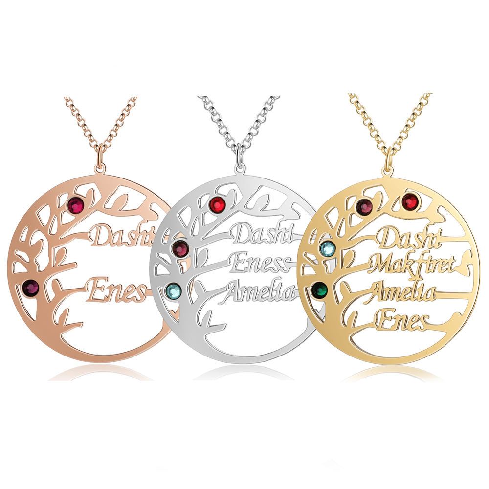 Circle Necklace with Birthstone - JetPrint