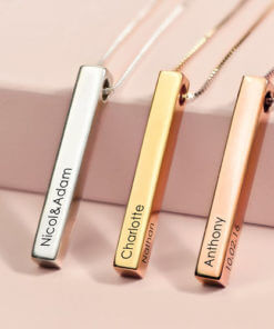 Personalized 3d vertical bar necklace