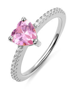 This ring features a heart shape birthstone, which is represents love and faith. The color of birthstone could be chosen between twelve different month