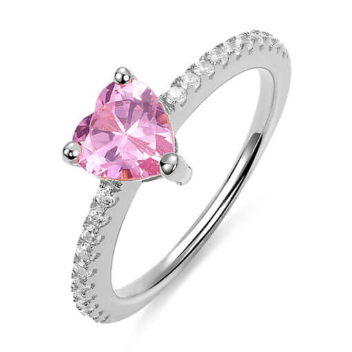 This ring features a heart shape birthstone, which is represents love and faith. The color of birthstone could be chosen between twelve different month