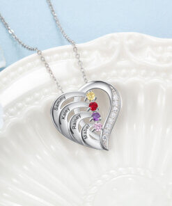 Personalized Heart Necklace for Mom - sterling silver 925 - 4 names