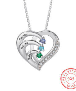 Personalized Heart Necklace for Mom - sterling silver 925 - 3 names