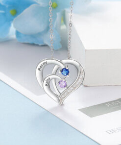 Personalized Heart Necklace for Mom - sterling silver 925 - 2 names