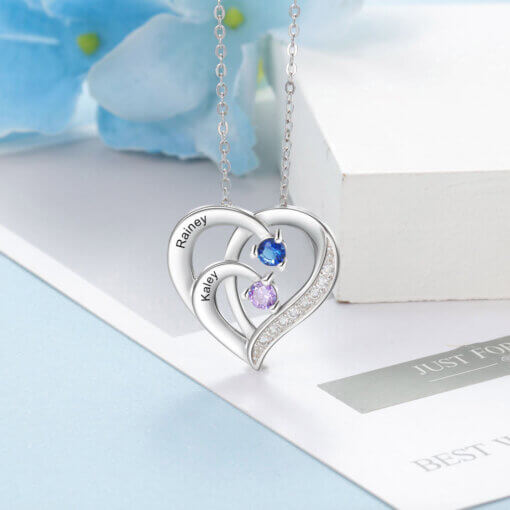 Personalized Heart Necklace for Mom - sterling silver 925 - 2 names