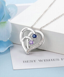 Personalized Heart Necklace for Mom - sterling silver 925 - 2 names