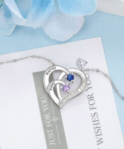 Personalized Heart Necklace for Mom - sterling silver 925 - 2 names