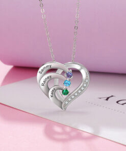 Personalized Heart Necklace for Mom - sterling silver 925 - 3 names