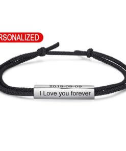 Personalized Rope Bracelet with Engravable Stainless Steel Bar