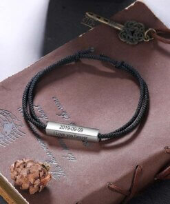 Personalized Rope Bracelet with Engravable Stainless Steel Bar