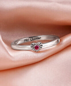 Couples promise rings set in sterling silver 925 - birthstone