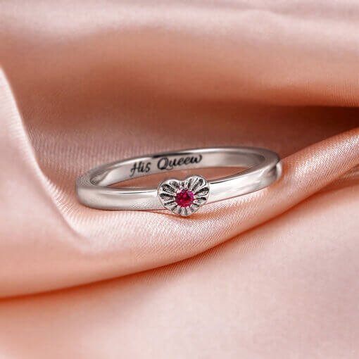 Couples promise rings set in sterling silver 925 - birthstone