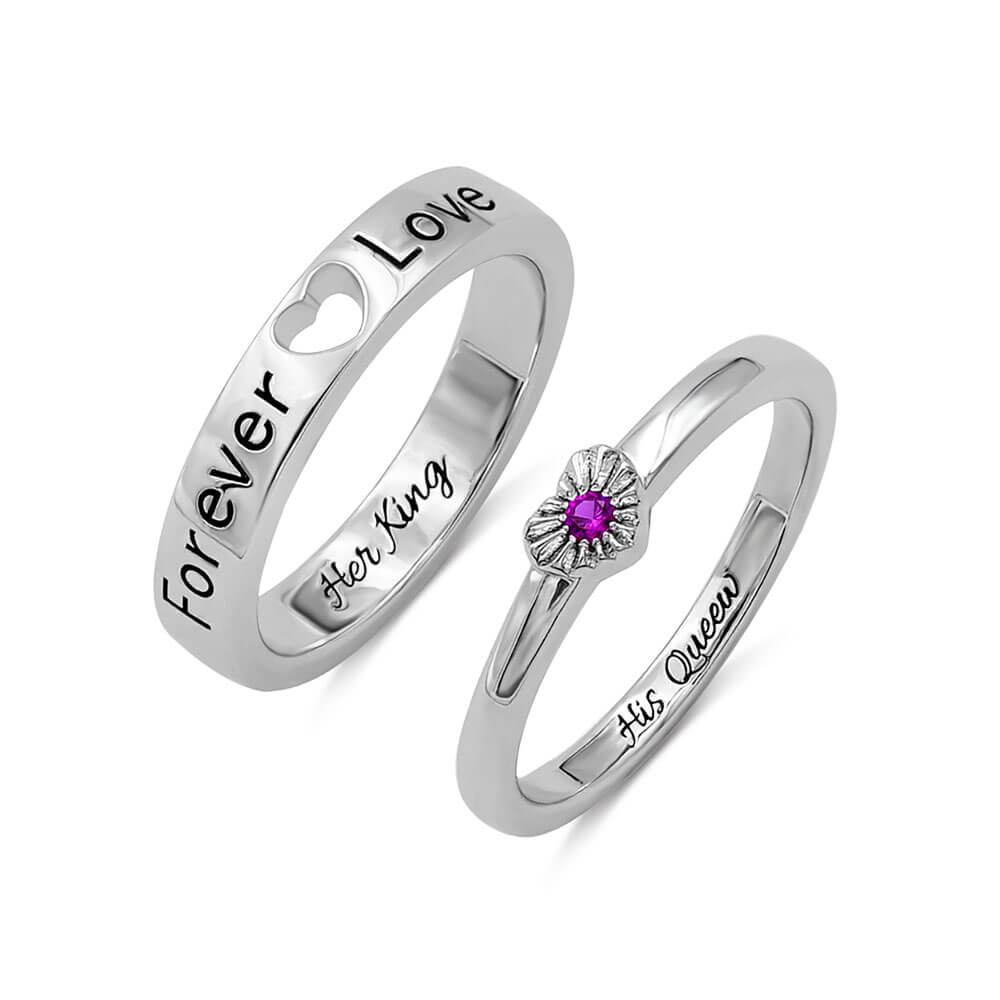 Promise Ring Set 3mm & 4mm, His and Hers Promise Rings, Matching Couple  Rings Set, Promise Heart Rings, Engraved Sterling Silver Rings - Etsy