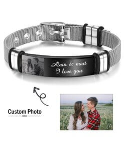 Personalized Engraved Bracelet with Custom Photo - Unique Gift for Him