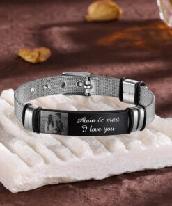 Personalized Engraved Bracelet with Custom Photo - Unique Gift for Him