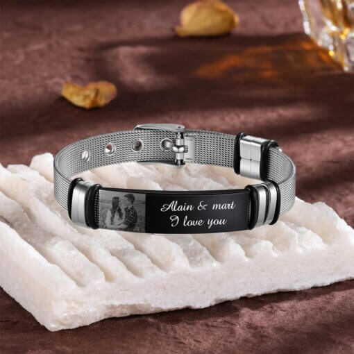 Personalized Engraved Bracelet with Custom Photo - Unique Gift for Him