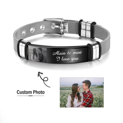 Personalized Engraved Bracelet with Custom Photo - Unique Gift for Him