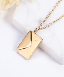 gold envelope pendant necklace with letter charm