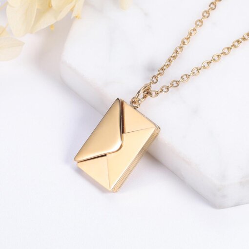 gold envelope pendant necklace with letter charm