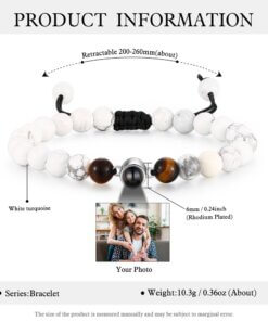 High-Fashion Unisex Accessory with Emotive Photo Projection - White Turquoise Stone Beads