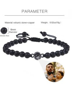 Photo Projection Bracelet - A Perfect Sentimental Gift - Lava Stone Beads