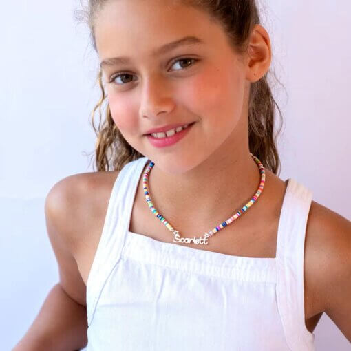 Custom Nameplate Necklace in Silver, Gold, and Rose Gold for Kids