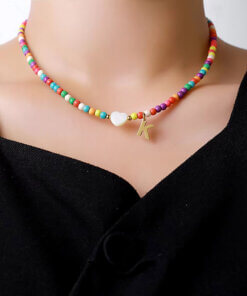 Personalized colorful beaded choker necklace for girls