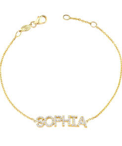 Dainty Gold Name Bracelet with Bling