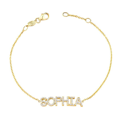 Dainty Gold Name Bracelet with Bling