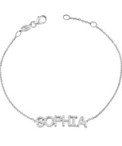 Customizable Name Bracelet in Silver with Sparkling Stones