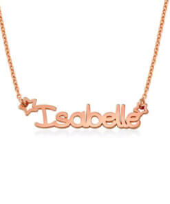 Custom nameplate necklace for girls in rose gold