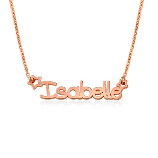 Custom nameplate necklace for girls in rose gold