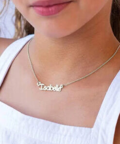 Adjustable chain name necklace for girls in silver