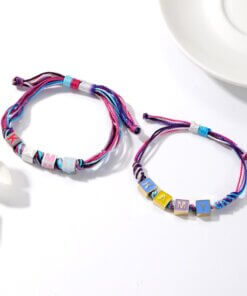 Friendship gift bracelet with enamel letters and adjustable design